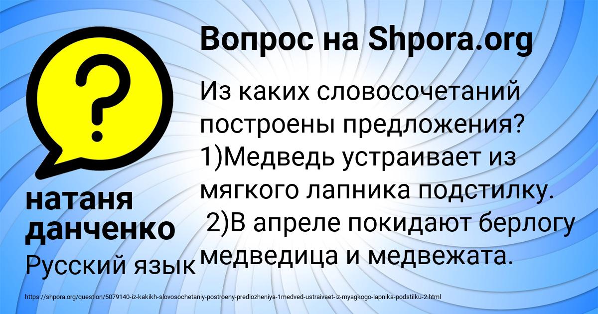 Картинка с текстом вопроса от пользователя натаня данченко
