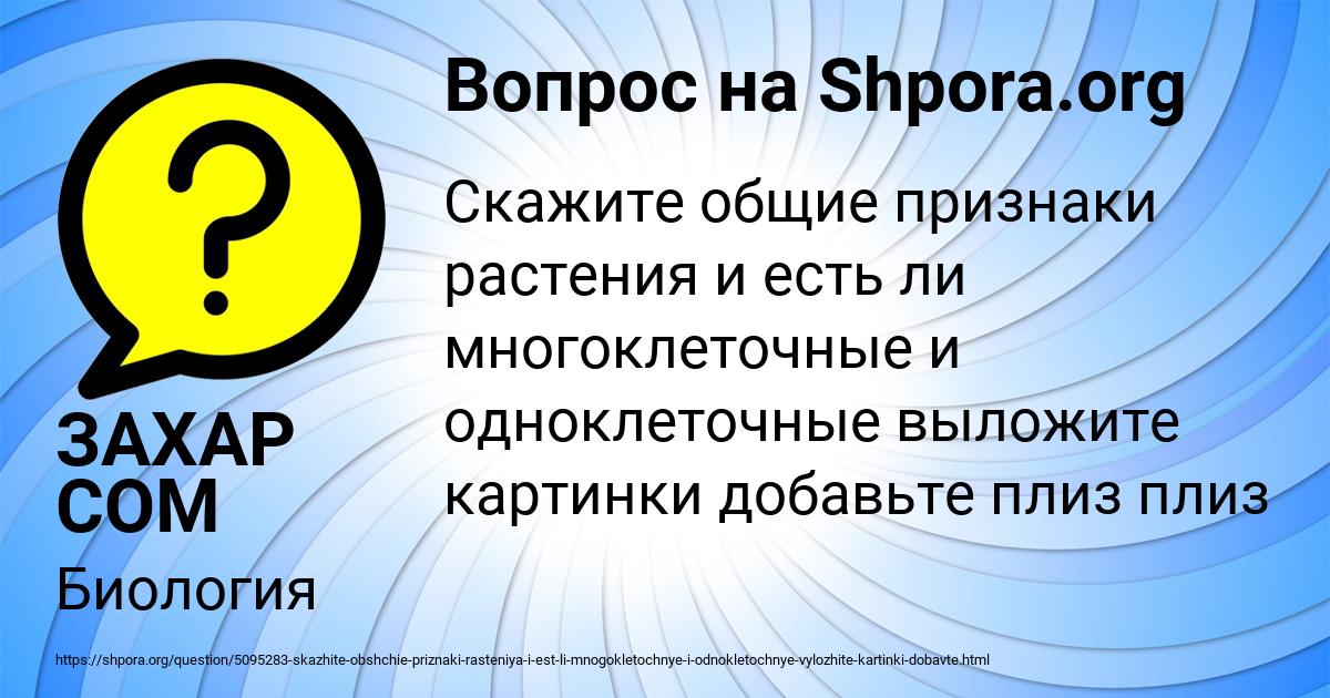 Картинка с текстом вопроса от пользователя ЗАХАР СОМ