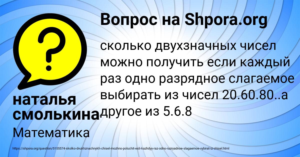 Картинка с текстом вопроса от пользователя наталья смолькина