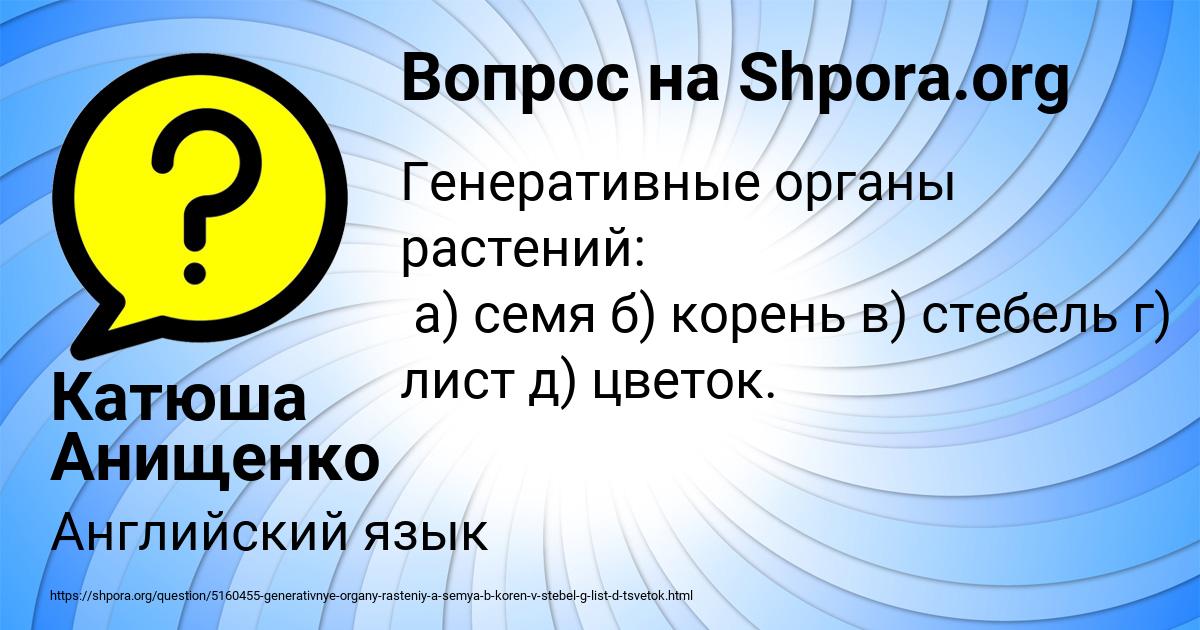 Картинка с текстом вопроса от пользователя Катюша Анищенко