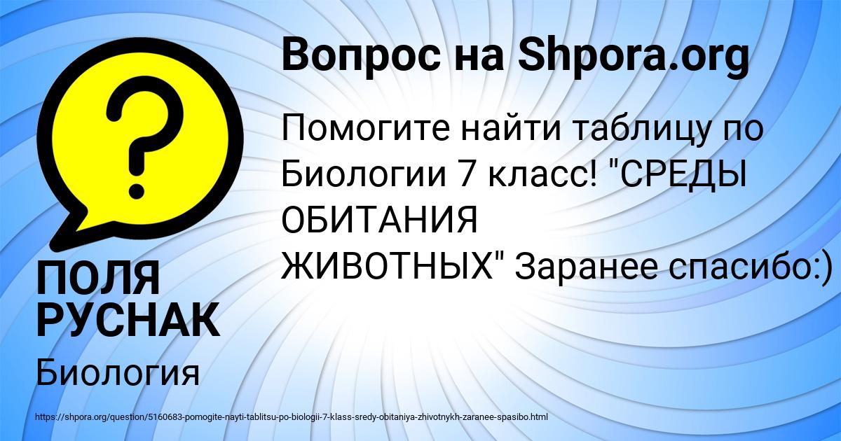 Картинка с текстом вопроса от пользователя ПОЛЯ РУСНАК