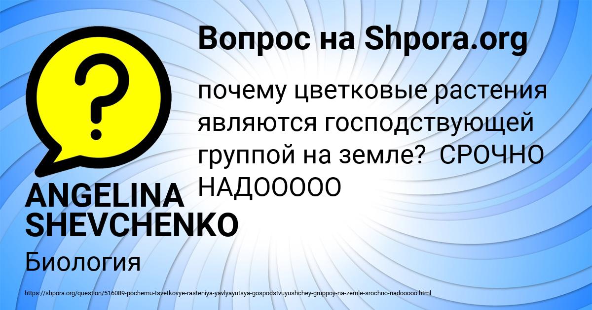 Картинка с текстом вопроса от пользователя ANGELINA SHEVCHENKO