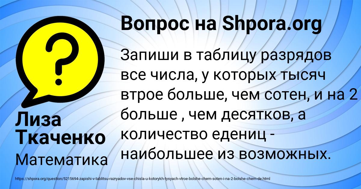 Картинка с текстом вопроса от пользователя Лиза Ткаченко