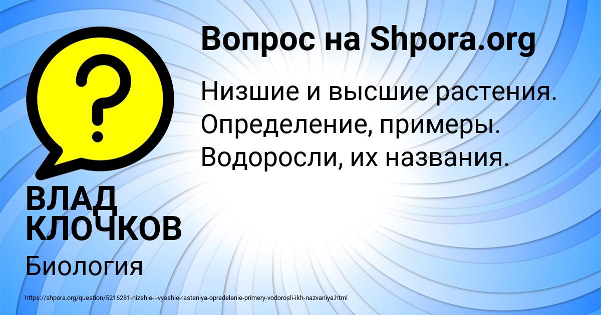 Картинка с текстом вопроса от пользователя ВЛАД КЛОЧКОВ
