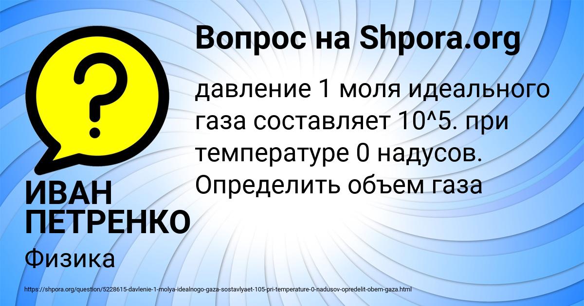 Картинка с текстом вопроса от пользователя ИВАН ПЕТРЕНКО