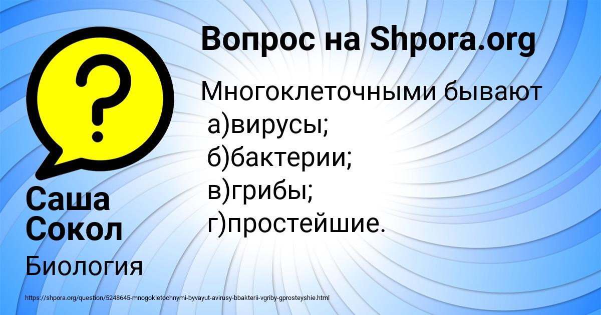 Картинка с текстом вопроса от пользователя Саша Сокол