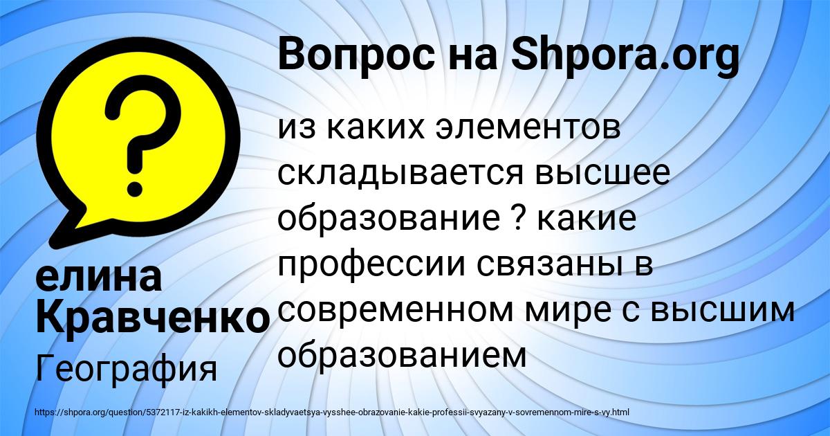Картинка с текстом вопроса от пользователя елина Кравченко