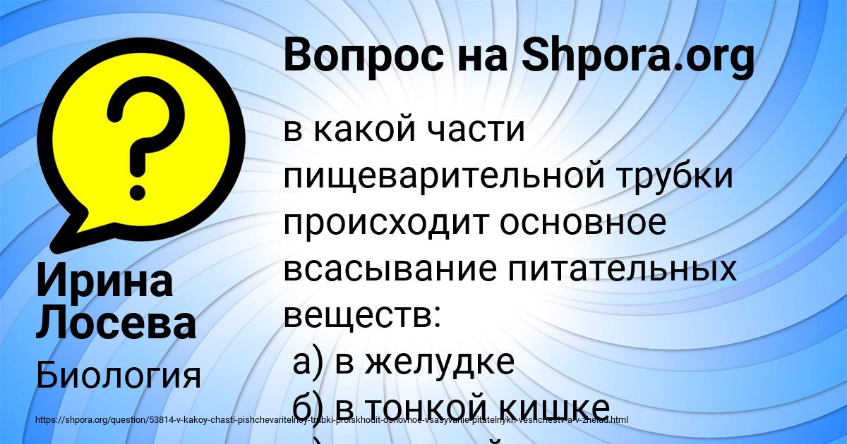 Картинка с текстом вопроса от пользователя Ирина Лосева