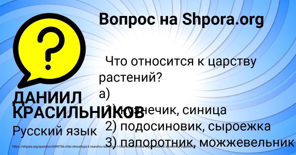 Картинка с текстом вопроса от пользователя ДАНИИЛ КРАСИЛЬНИКОВ