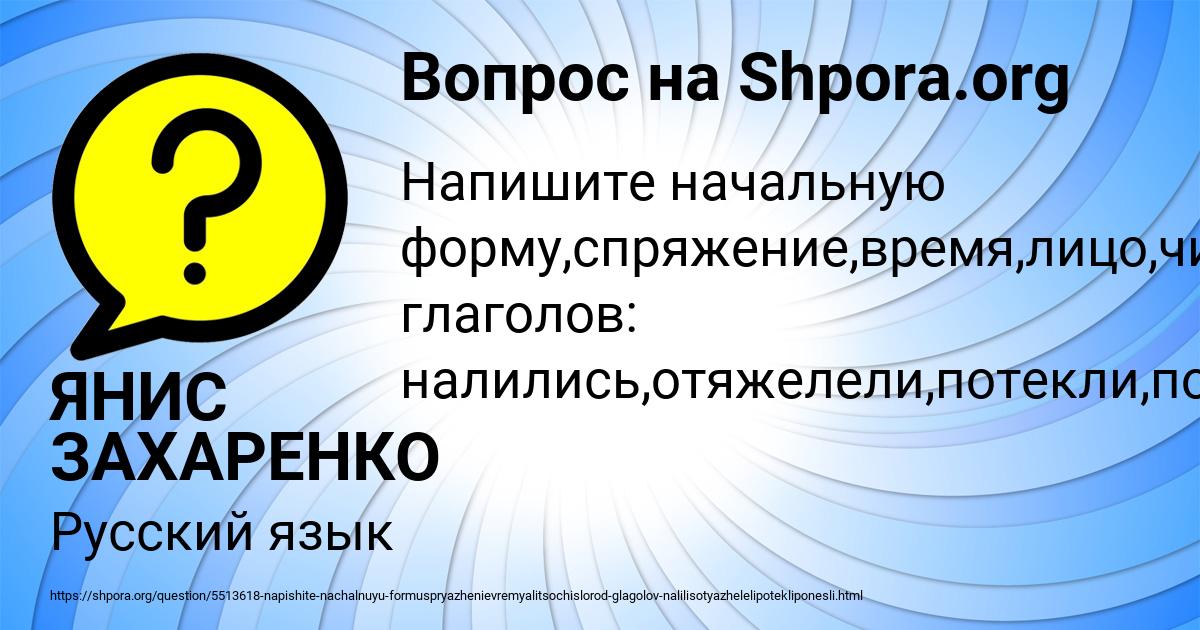 Картинка с текстом вопроса от пользователя ЯНИС ЗАХАРЕНКО