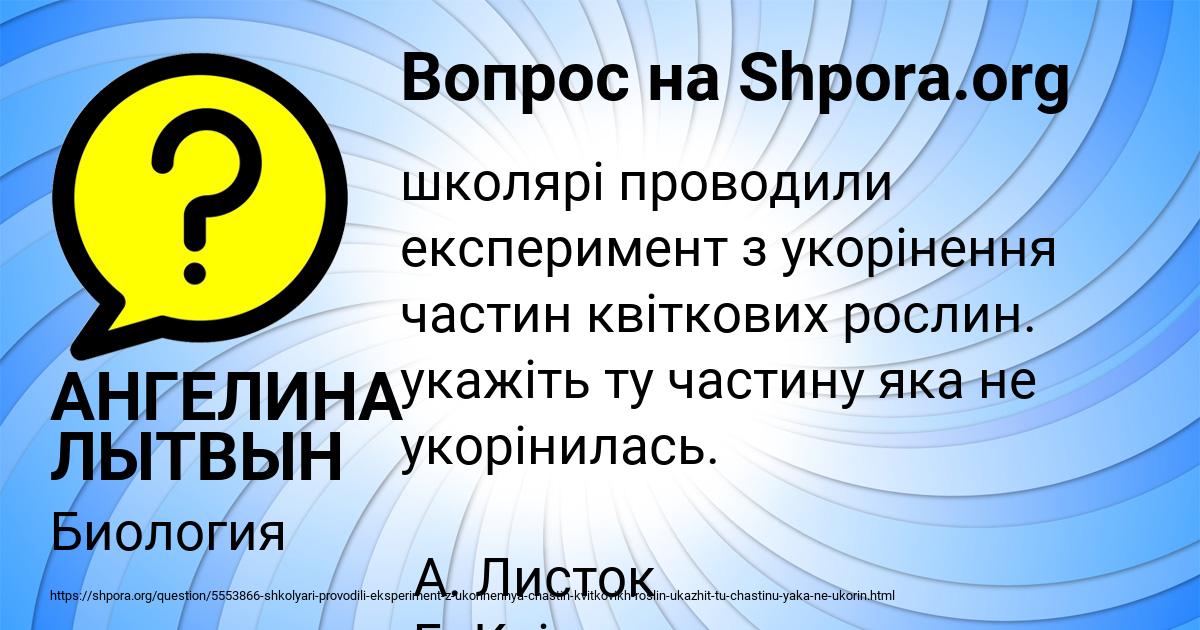 Картинка с текстом вопроса от пользователя АНГЕЛИНА ЛЫТВЫН