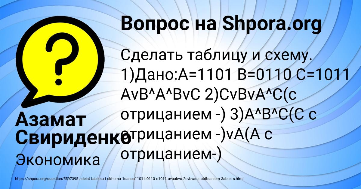 Картинка с текстом вопроса от пользователя Азамат Свириденко