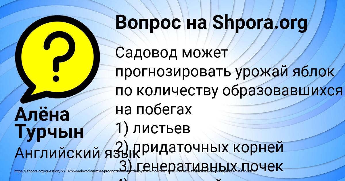 Картинка с текстом вопроса от пользователя Алёна Турчын