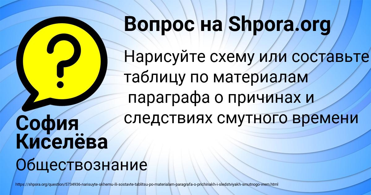 Картинка с текстом вопроса от пользователя София Киселёва