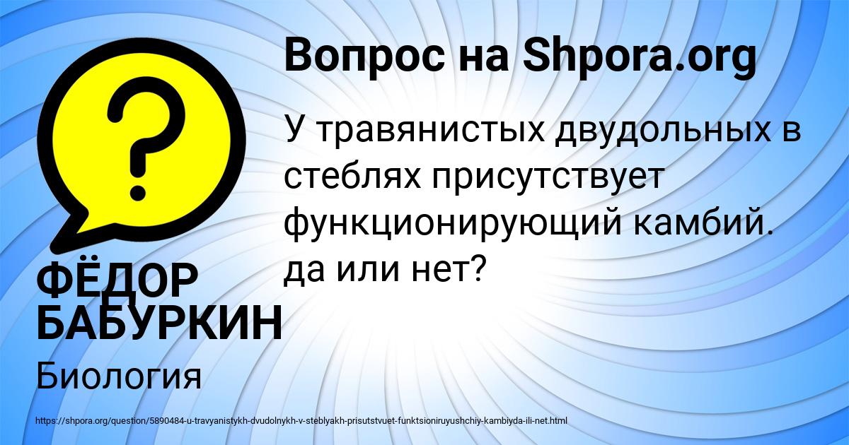 Картинка с текстом вопроса от пользователя ФЁДОР БАБУРКИН