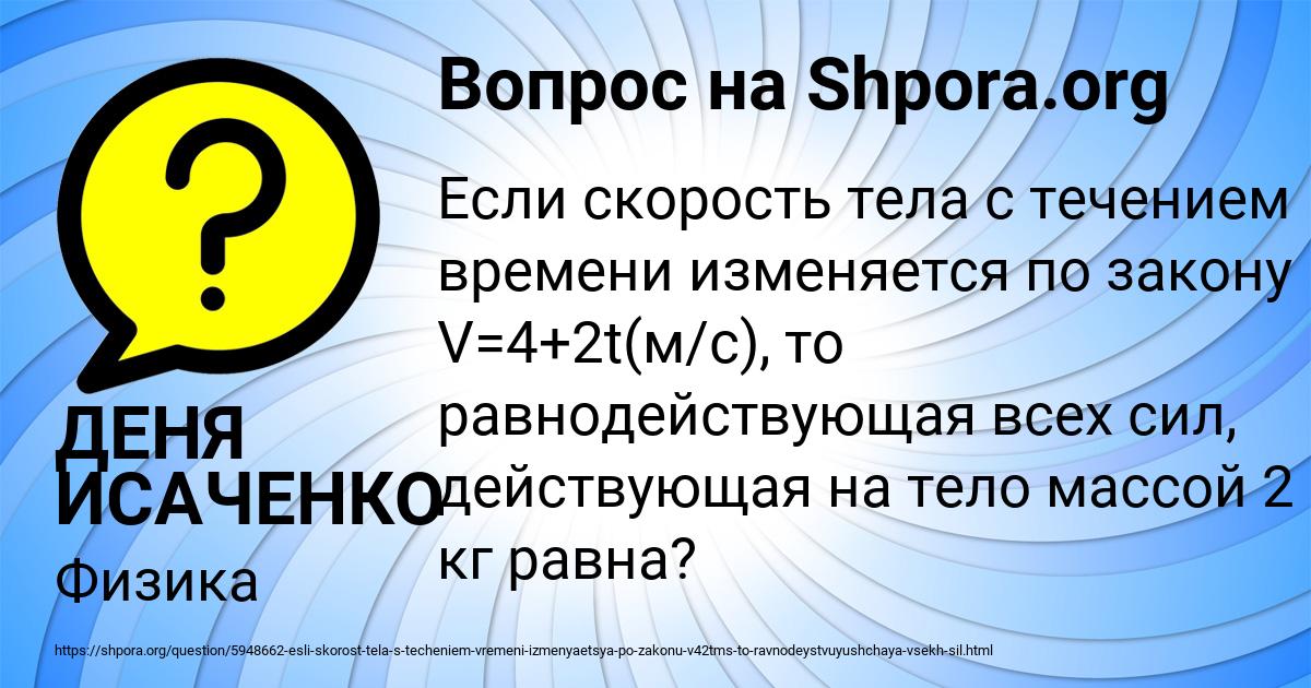 Картинка с текстом вопроса от пользователя ДЕНЯ ИСАЧЕНКО