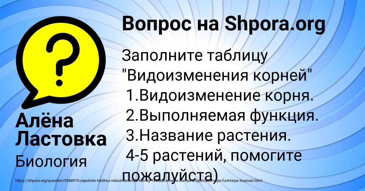 Картинка с текстом вопроса от пользователя Алёна Ластовка