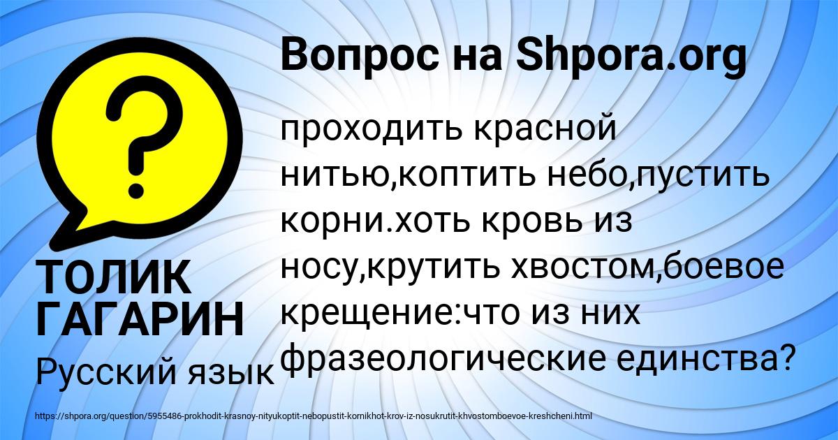 Картинка с текстом вопроса от пользователя ТОЛИК ГАГАРИН