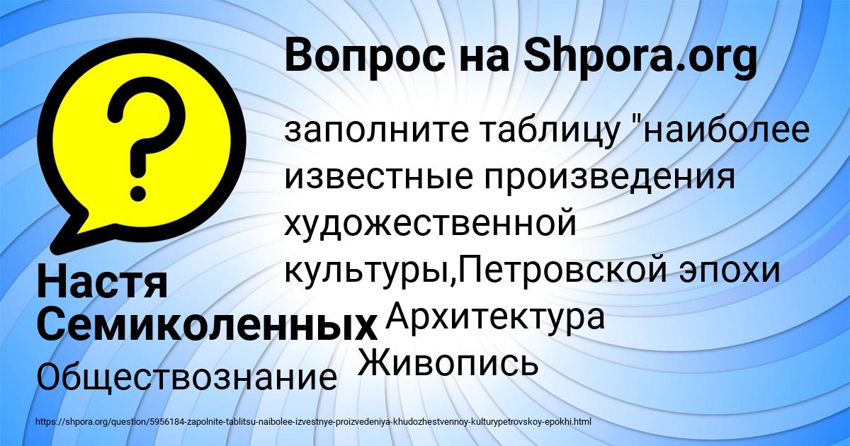 Картинка с текстом вопроса от пользователя Настя Семиколенных