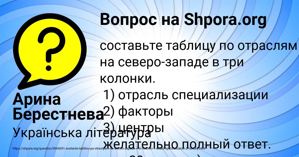 Картинка с текстом вопроса от пользователя Арина Берестнева