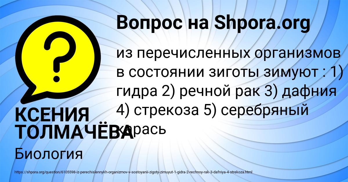 Картинка с текстом вопроса от пользователя КСЕНИЯ ТОЛМАЧЁВА