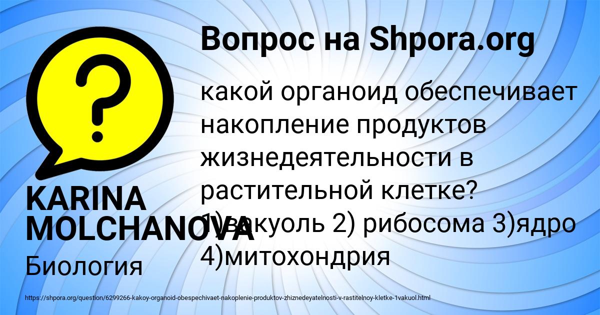 Картинка с текстом вопроса от пользователя KARINA MOLCHANOVA