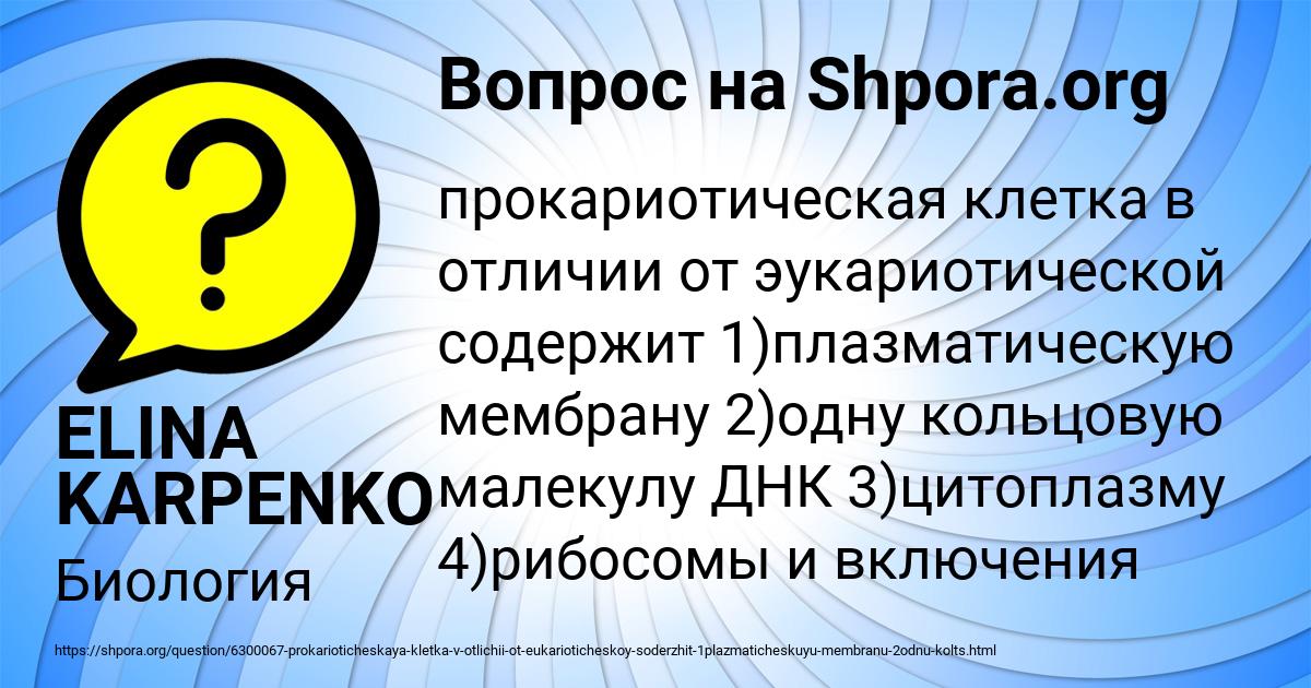 Картинка с текстом вопроса от пользователя ELINA KARPENKO