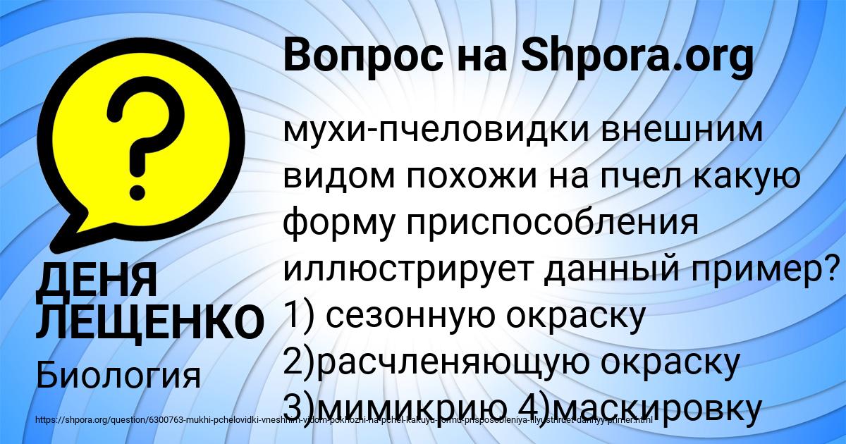 Картинка с текстом вопроса от пользователя ДЕНЯ ЛЕЩЕНКО