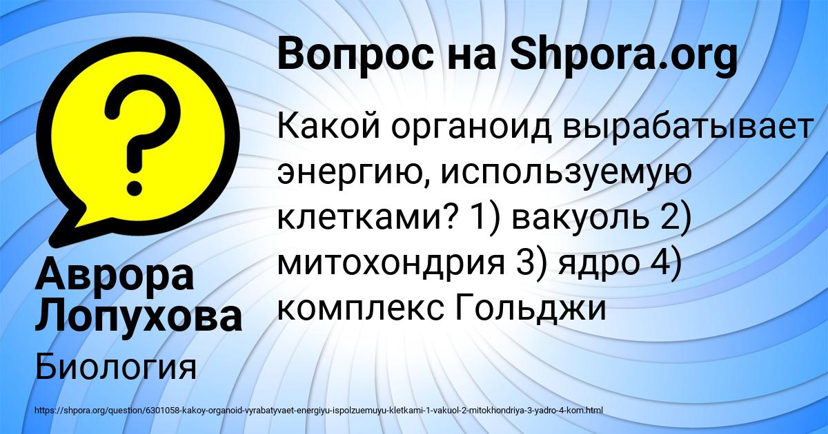 Картинка с текстом вопроса от пользователя Аврора Лопухова