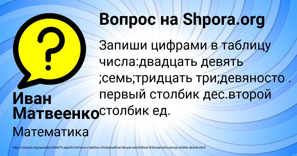 Картинка с текстом вопроса от пользователя Иван Матвеенко