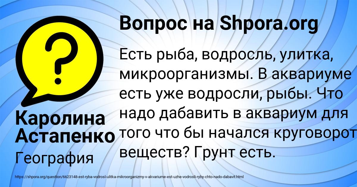 Картинка с текстом вопроса от пользователя Каролина Астапенко 
