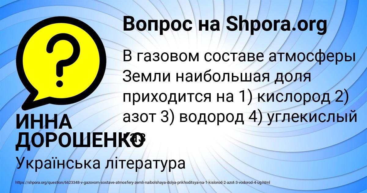 Картинка с текстом вопроса от пользователя ИННА ДОРОШЕНКО