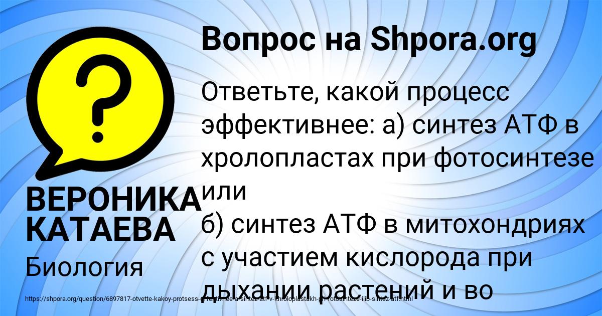 Картинка с текстом вопроса от пользователя ВЕРОНИКА КАТАЕВА