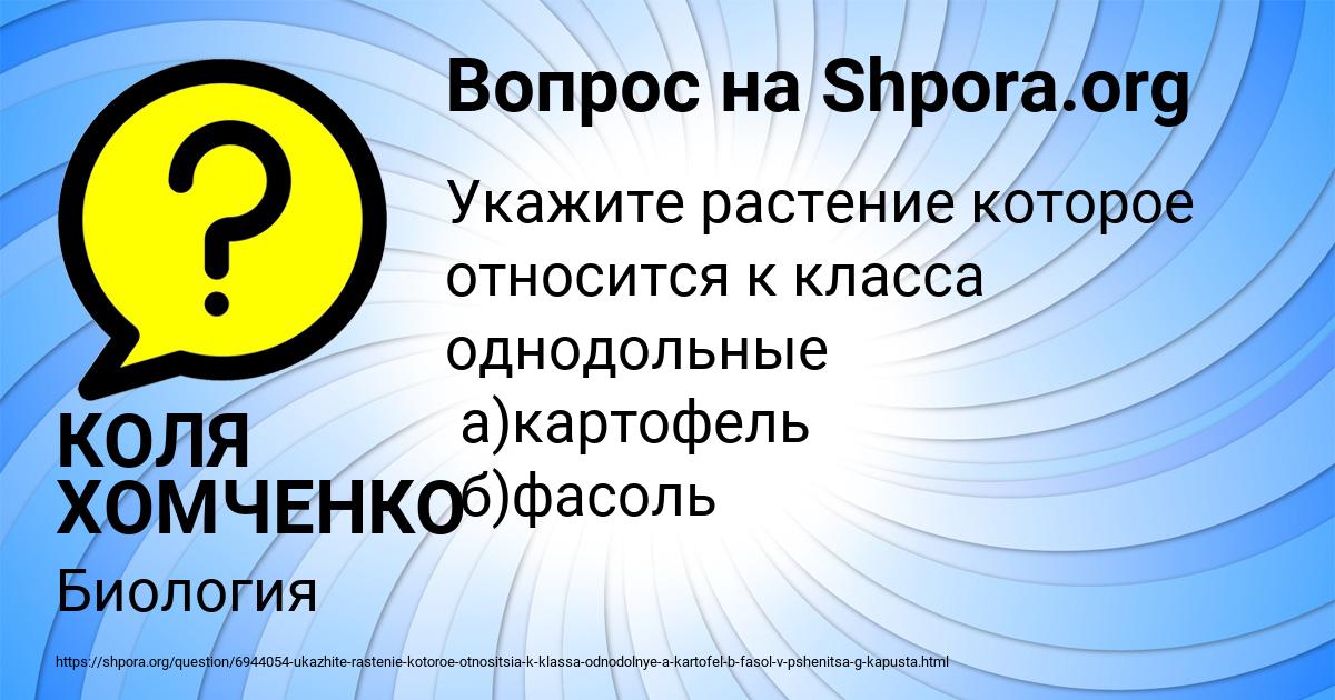 Картинка с текстом вопроса от пользователя КОЛЯ ХОМЧЕНКО