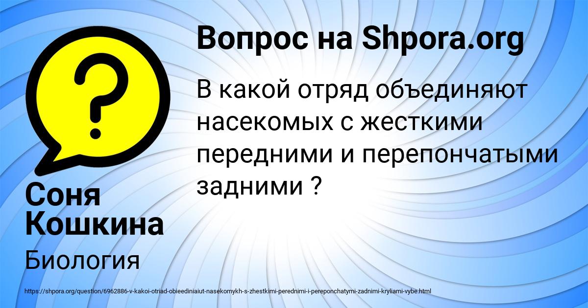 Картинка с текстом вопроса от пользователя Соня Кошкина
