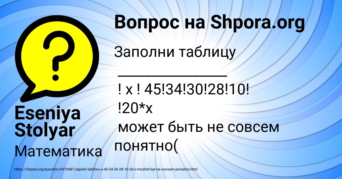 Картинка с текстом вопроса от пользователя Eseniya Stolyar
