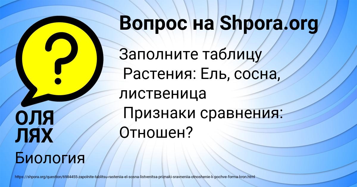 Картинка с текстом вопроса от пользователя ОЛЯ ЛЯХ