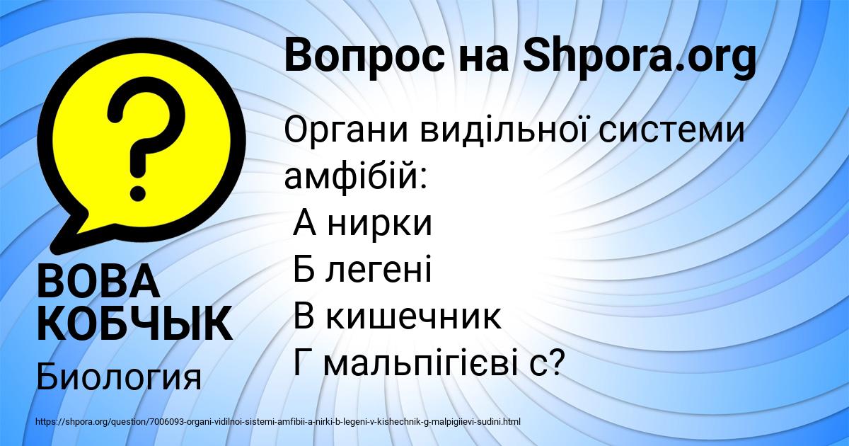 Картинка с текстом вопроса от пользователя ВОВА КОБЧЫК