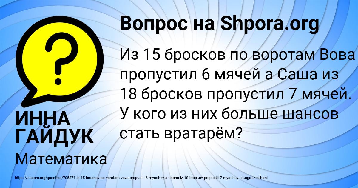 Картинка с текстом вопроса от пользователя ИННА ГАЙДУК