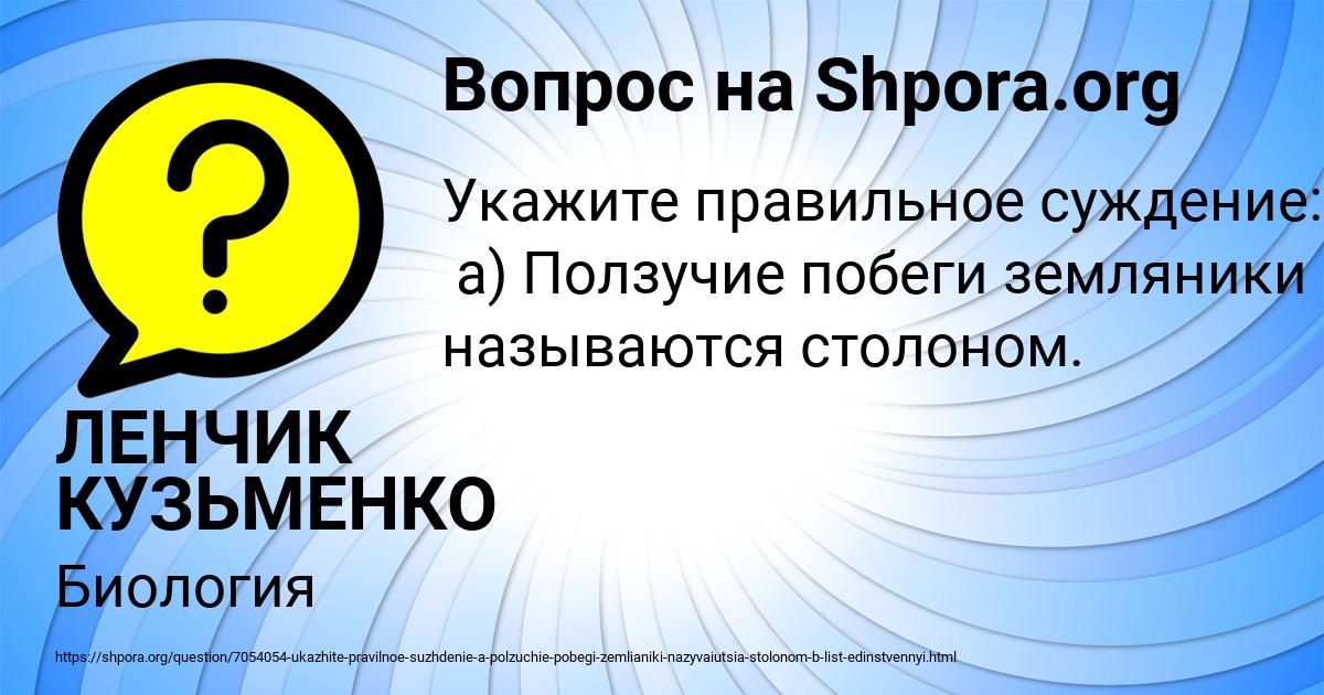 Картинка с текстом вопроса от пользователя ЛЕНЧИК КУЗЬМЕНКО