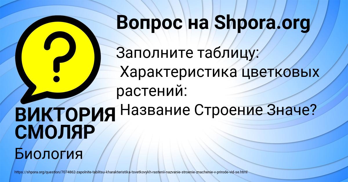 Картинка с текстом вопроса от пользователя ВИКТОРИЯ СМОЛЯР