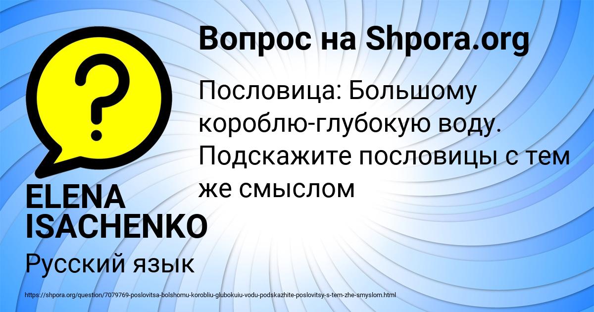 Картинка с текстом вопроса от пользователя ELENA ISACHENKO