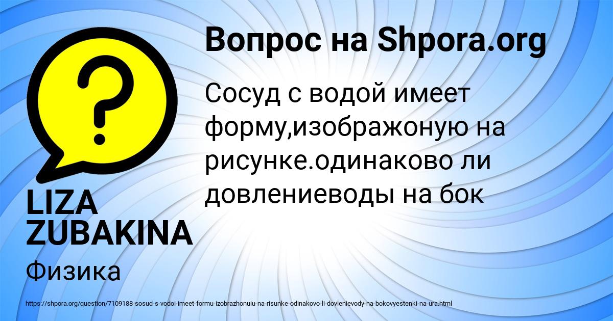 Сосуд с глицерином имеет форму изображенную на рисунке выясни одинаково