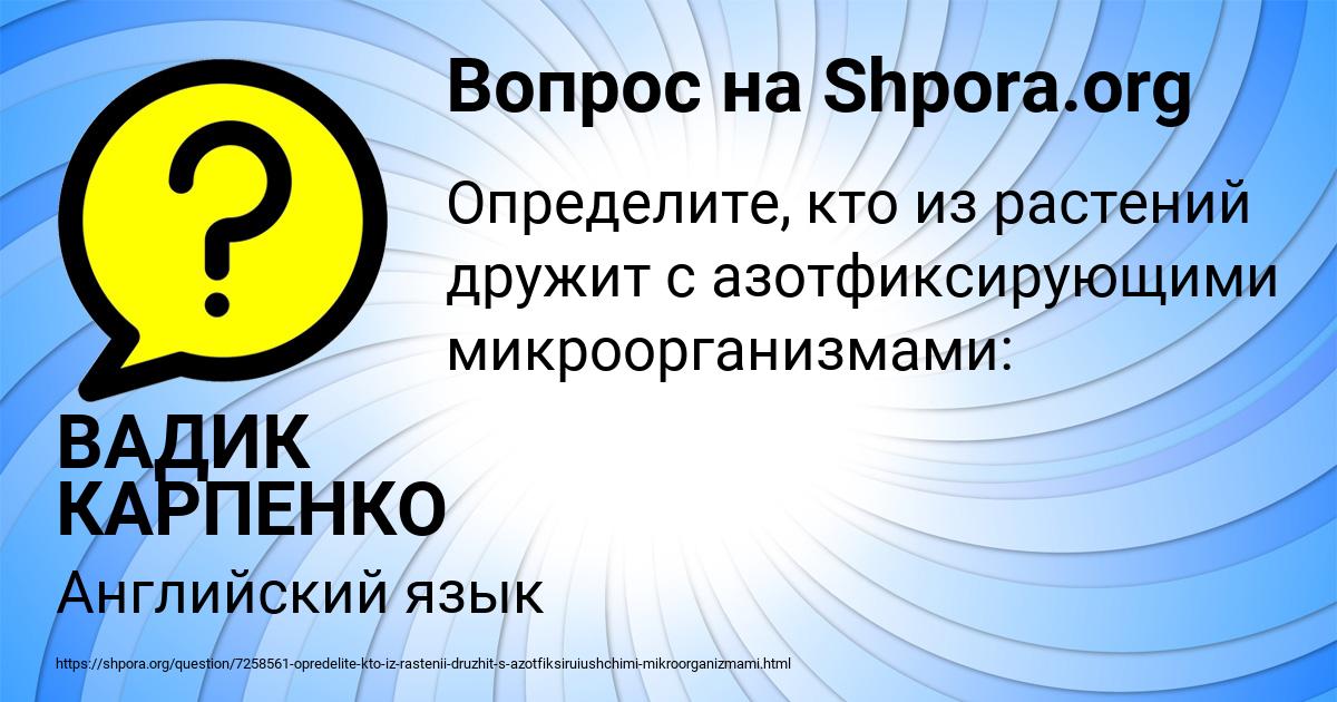 Картинка с текстом вопроса от пользователя ВАДИК КАРПЕНКО