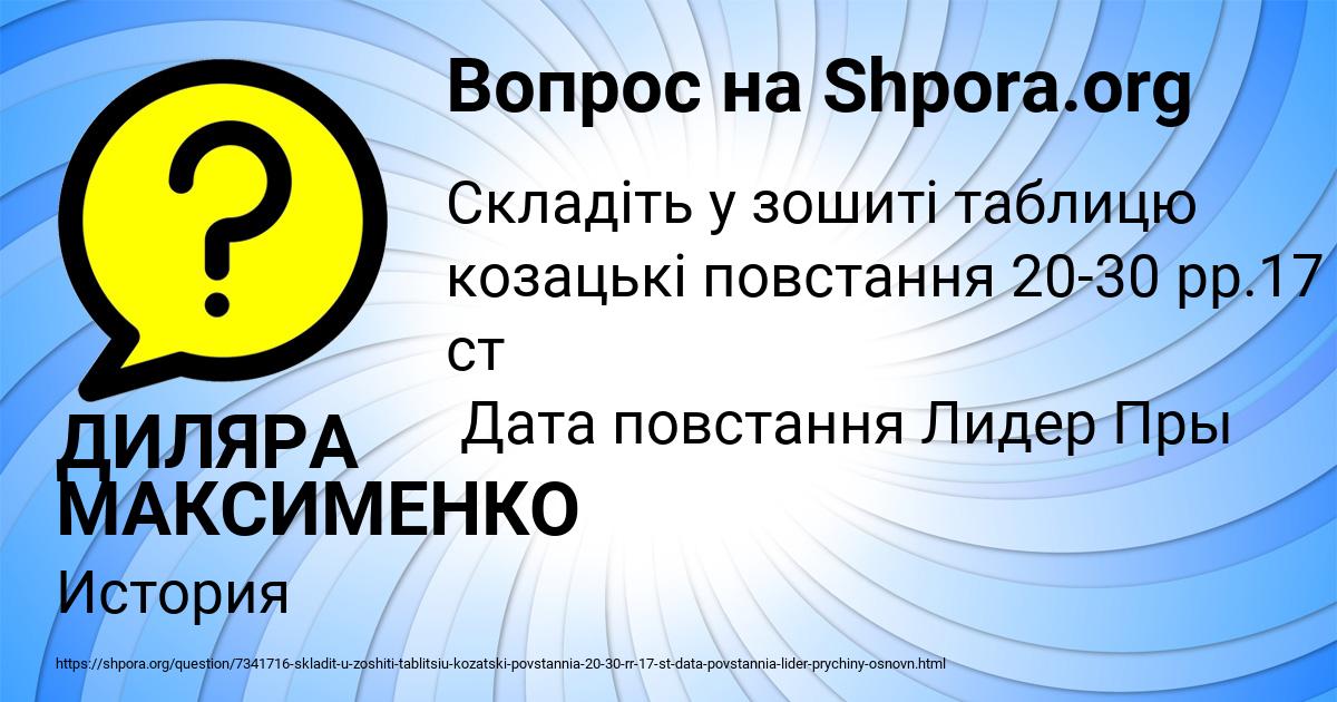 Картинка с текстом вопроса от пользователя ДИЛЯРА МАКСИМЕНКО