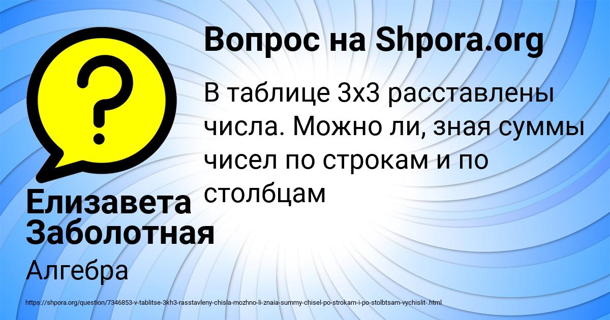 Картинка с текстом вопроса от пользователя Елизавета Заболотная