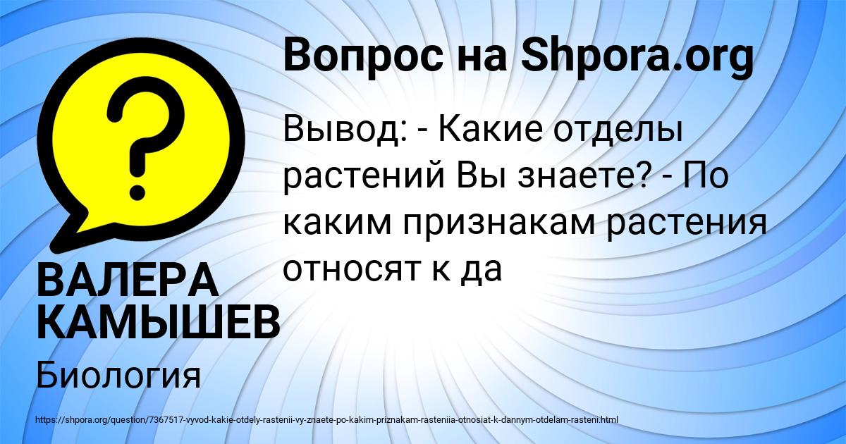 Картинка с текстом вопроса от пользователя ВАЛЕРА КАМЫШЕВ