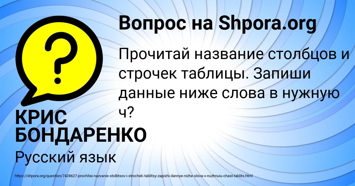 Картинка с текстом вопроса от пользователя КРИС БОНДАРЕНКО