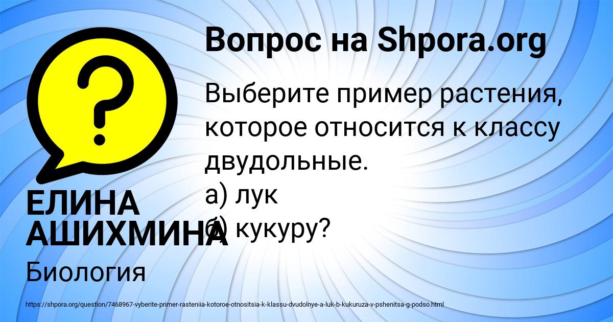 Картинка с текстом вопроса от пользователя ЕЛИНА АШИХМИНА