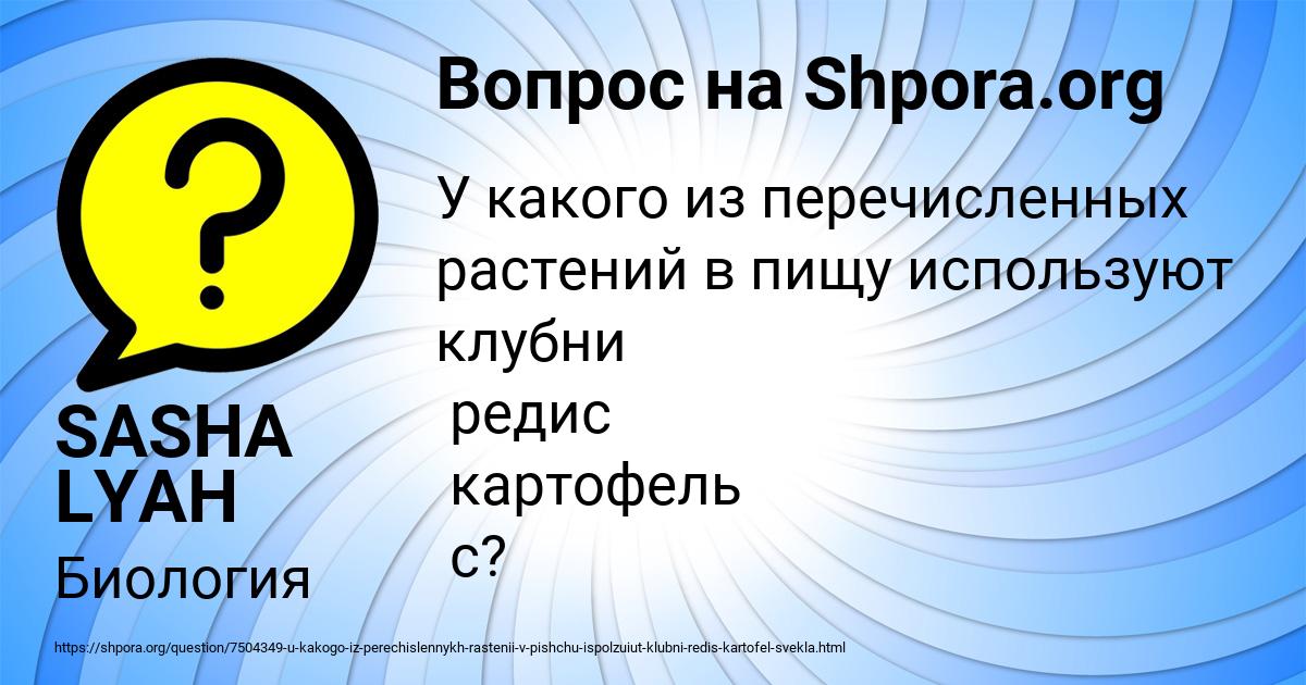 Картинка с текстом вопроса от пользователя SASHA LYAH
